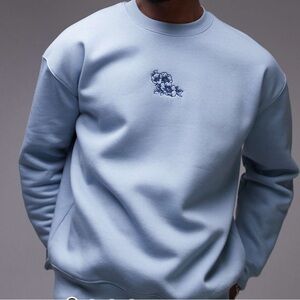 Asos Topman Light Blue Sweatshirt with Embroidered Design